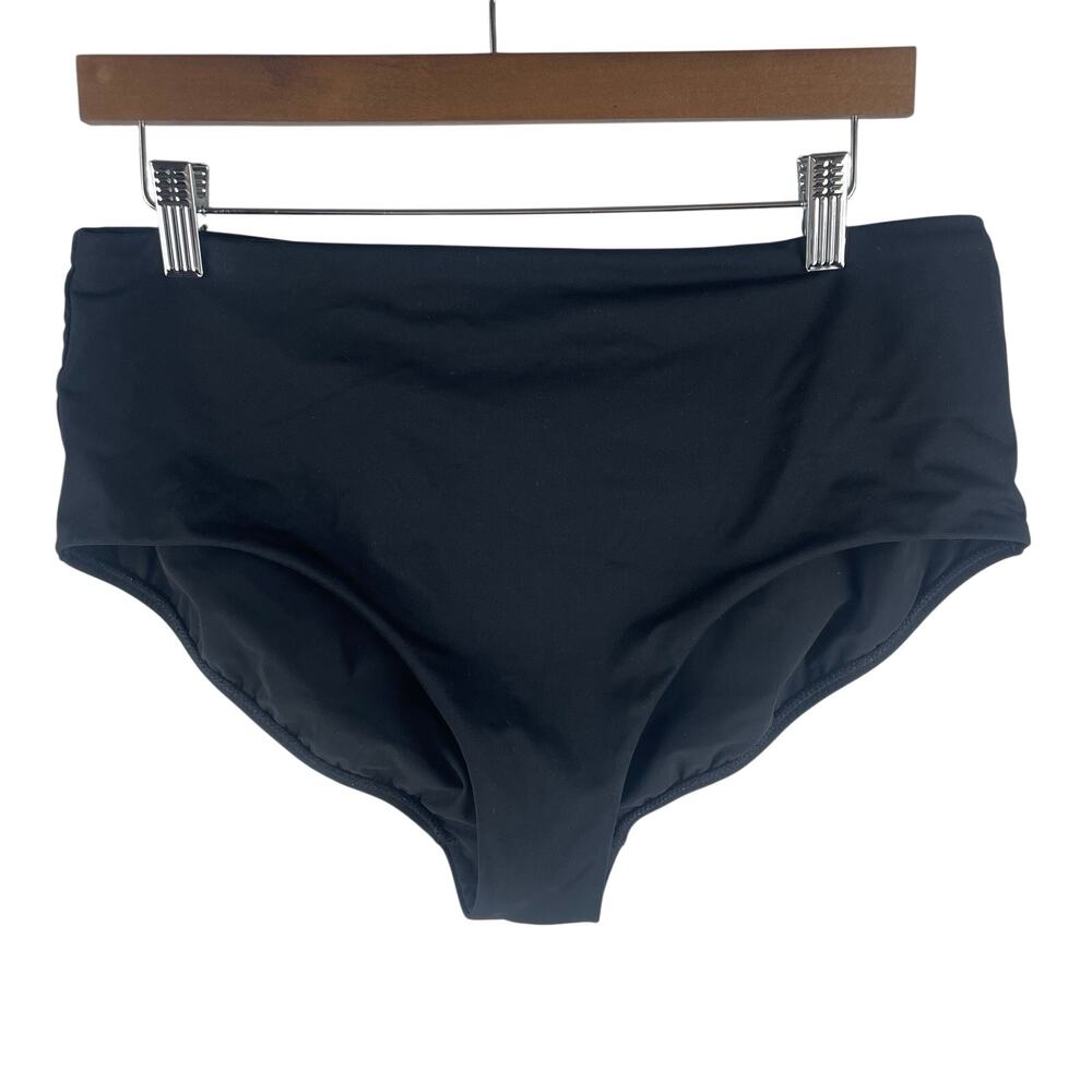 Athleta Womens High Waist Full Swim Bottom L Black Bikini Bottom UPF 50+